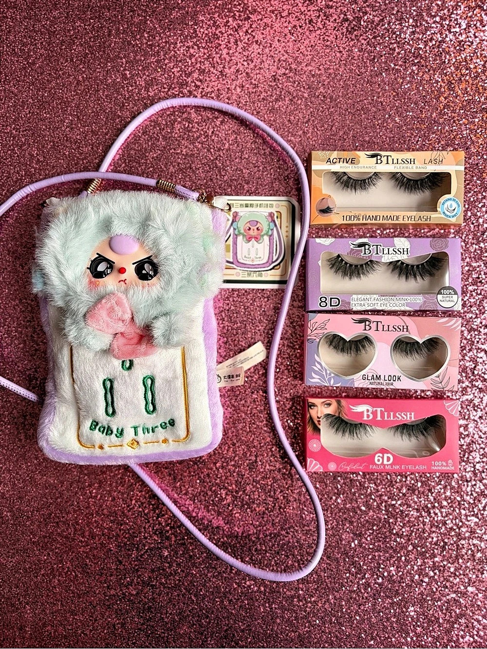 BTLSSHH False Eyelash Variety Set NWT and CUTE BAG FOR YOUR PHONE
